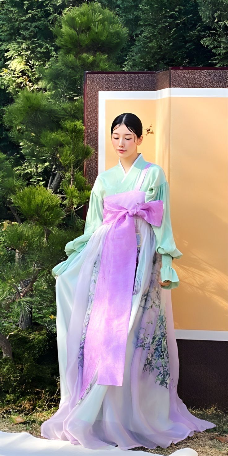 수지 퓨전 한복 화보 라일락 민트 웨딩 한복